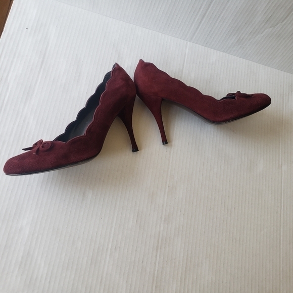 STUART WEIZTMAN BURGUNDY SUEDE PUMP HEEL SHOE SIZE 8M - Picture 5 of 15